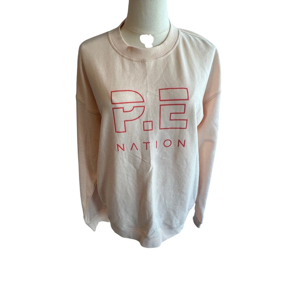 P.E Nation Heads Up Sweat Angel Wing Pink Crewneck Size Small NWT